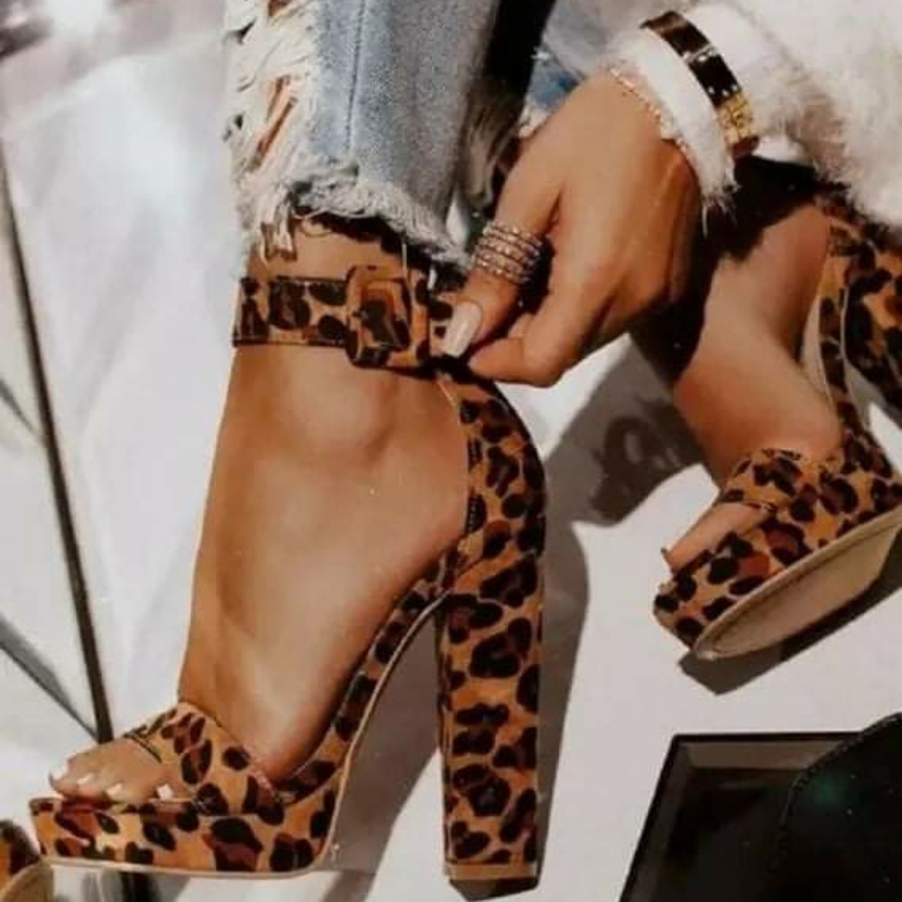 Leopard platform heels.
